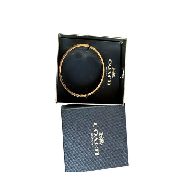 Coach Jewelry Gold Bracelet Coach C Purple Enamel‎ Bangle Bracelet - Picture 1 of 4
